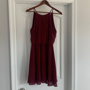 Chiffon dress with neck closure. Size L cranberry color.